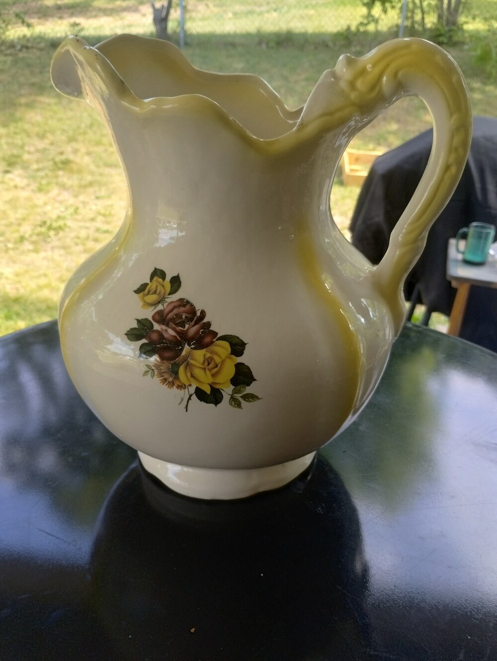 Antique Water Pitcher Yellow